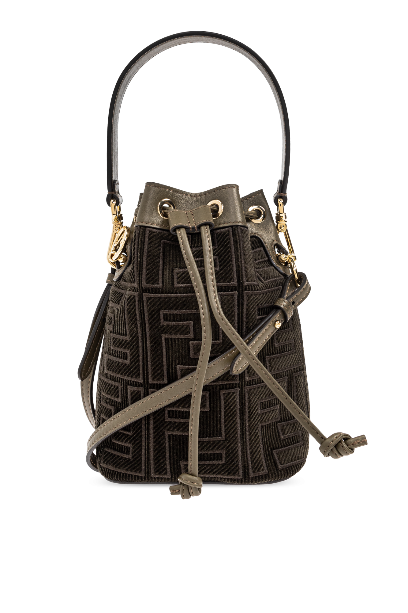かごバッグ FENDI Mon tresor fendi bag in leather and mesh nylon Fendi - Mon Tresor Black Leather Studded Mini Bucket Bag